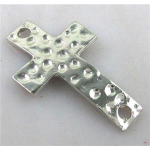 hammered Tibetan Silver Cross Connector, lead free and nickel free, platinum plated, 22x31mm