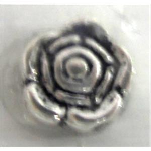 Tibetan Silver flower beads Non-Nickel, 6x3mm