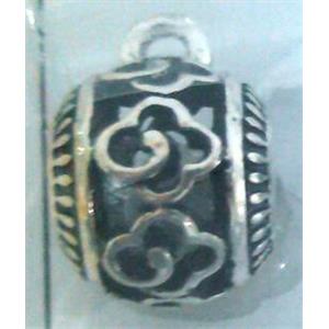 hollow, round tibetan silver hanger bead, lead free and nickel free, approx 9mm ball, 4mm hole
