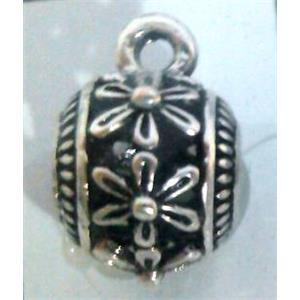 hollow, round tibetan silver hanger bead, lead free and nickel free, approx 9mm ball, 4mm hole