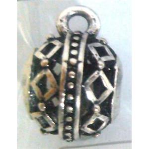 hollow, round tibetan silver hanger bead, lead free and nickel free, approx 11mm ball, 5mm hole