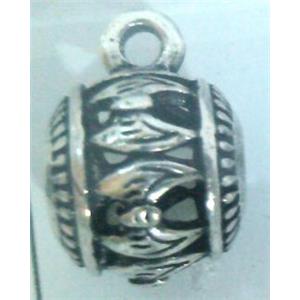 hollow, round tibetan silver hanger bead, lead free and nickel free, approx 15mm ball, 7mm hole