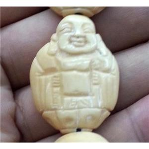 antique cattle bone buddha beads, approx 24x30mm