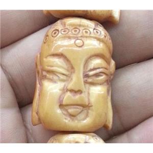 antique cattle bone beads, buddha, approx 20x28mm