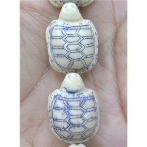 yellow antique cattle bone beads, tortoise, approx 17-25mm