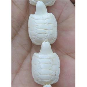 antique cattle bone bead, tortoise, white, approx 17-25mm