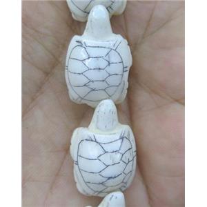 antique cattle bone bead, tortoise, white, approx 17-25mm