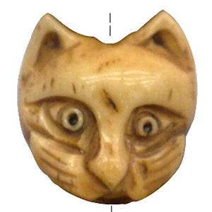 Antique cattle Bone cat Bead, 20mm dia