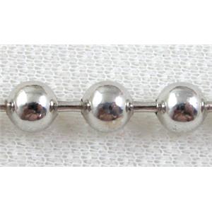 round Ball Chain, iron, platinum plated, 8mm dia