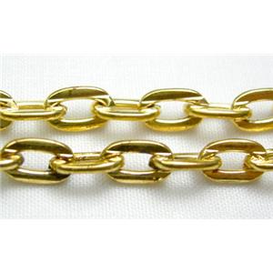 flat link Cable Chain, iron, gold plated, 7x5mm