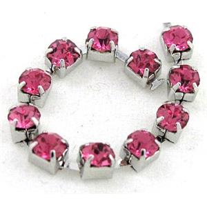 hotpink rhinestone chain, platinum plated, approx 3.8-4mm rhinestone