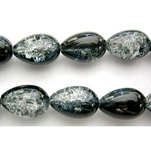 Drip Crackel Glass Beads, 10x15mm,54pcs per st