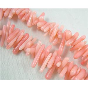 chip coral beads, dyed, pink, approx 4-12mm, 16 inch