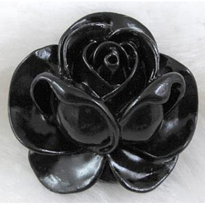 Compositive coral rose, Pendant, Black, 36mm dia