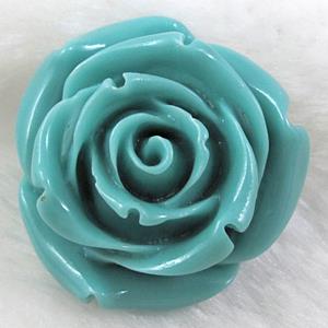 Compositive coral rose, Pendant, aqua, 20mm dia