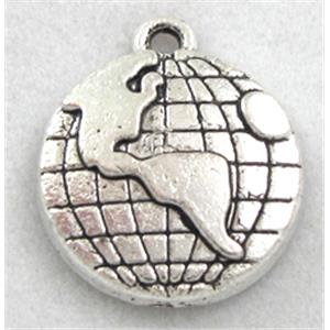 Tibetan Silver earth pendants, Zn Alloy, 16.5mm dia