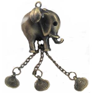 Tibetan Silver elephant pendants, Lead and nickel Free, bronze, 40x35mm, 80mm length