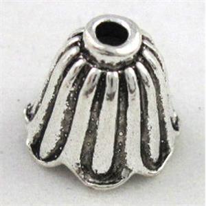 bead, tibetan silver caps, Non-Nickel, approx 11x10mm
