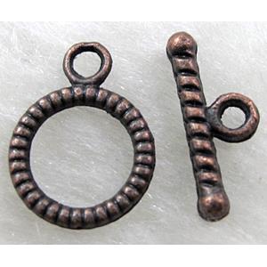 Tibetan Silver toggle clasps, Pinky, 10mm dia, stick:14mm length
