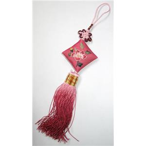 handmade Embroidery silk jewelry, 45x45 or 55x55mm, 22cm length