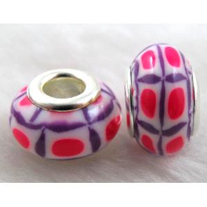 Fimo Polymer Clay Beads, 15-16mm dia, 9-10mm thick, hole:5.5mm