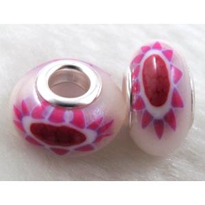 Fimo Polymer Clay Beads, 15-16mm dia, 9-10mm thick, hole:5.5mm