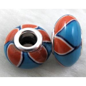 Fimo Polymer Clay Beads, 15-16mm dia, 9-10mm thick, hole:5.5mm