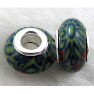 Fimo Polymer Clay Beads, 15-16mm dia, 9-10mm thick, hole:5.5mm