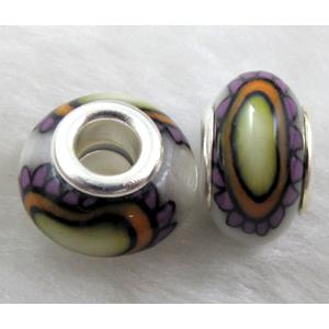 Fimo Polymer Clay Beads, 15-16mm dia, 9-10mm thick, hole:5.5mm