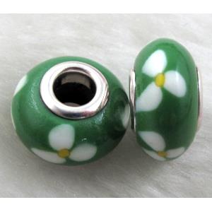 Fimo Polymer Clay Beads, 15-16mm dia, 9-10mm thick, hole:5.5mm