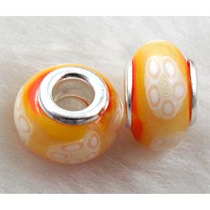 Fimo Polymer Clay Beads, 15-16mm dia, 9-10mm thick, hole:5.5mm