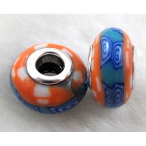Fimo Polymer Clay Beads, 15-16mm dia, 9-10mm thick, hole:5.5mm