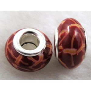 Fimo Polymer Clay Beads, 15-16mm dia, 9-10mm thick, hole:5.5mm