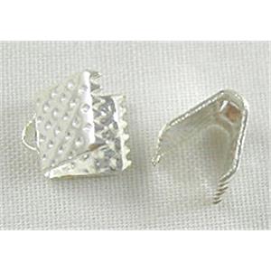 Silver Plated Cord End Pinch Bail, 6x6mm