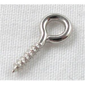 Screw Eyes Bails, platinum plated, iron, 1.2x5x12mm