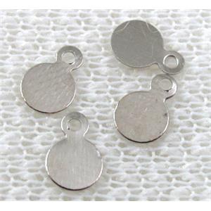 Platinum plated iron flake tag pendant, 8mm dia