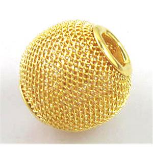 jewelry Mesh Bead, iron, gold, 16mm dia, 6mm hole