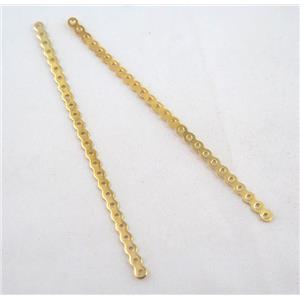 jewelry spacer bead, iron, gold plated, approx 90mm length, 26 hole, 1.5mm hole