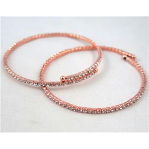 copper bangles paved rhinestone, red copper, approx 60mm dia