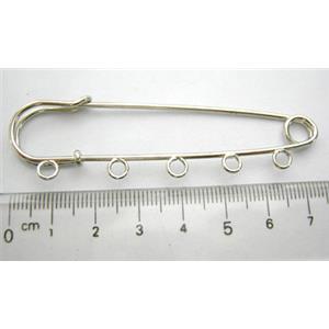 Brooches, copper, platinum plated, 22x75mm, 5 eyes