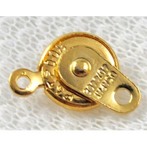 slider clasp, necklace connector, copper, gold plated, 7.5mm dia