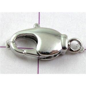 Parrot Clasp, copper, platinum plated, 6x11mm