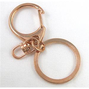 DIY keychain clasp, light-gold, 60mm length, ring: 30mm