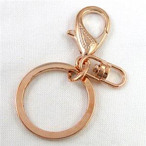 DIY key clasp, light-gold, 60mm length, ring: 30mm