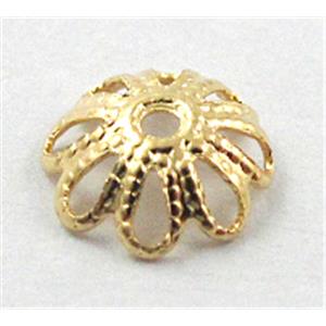 bead-Caps, copper, Golden Plated, 6mm dia, copper