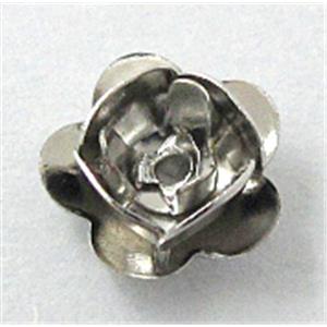 Rose bead, copper, Platinum Plated, 8mm dia, copper