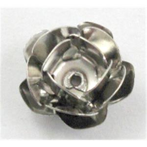 Rose bead, copper, Platinum Plated, 12mm dia, copper