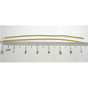 flat-HeadPins, copper, gold plated, 70mm length