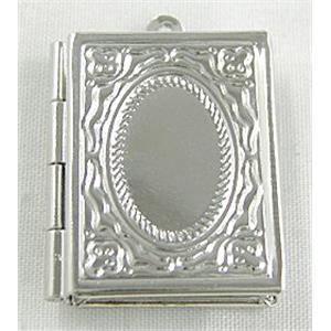 Photo Locket, Copper pendants, Platinum Plated, 18x25mm