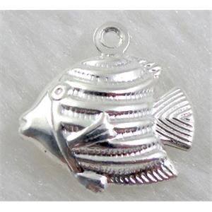 Copper fish pendants, silver plated, 18x18mm, nickel free